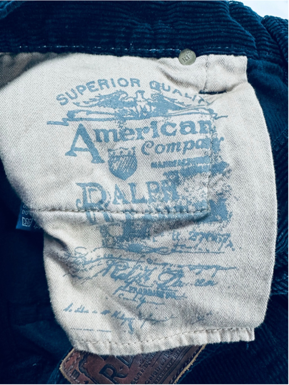 Vintage Ralph Lauren Blue Label Brand Thompson Black Wide Wale Corduroy Pants 8 - Picture 14 of 16
